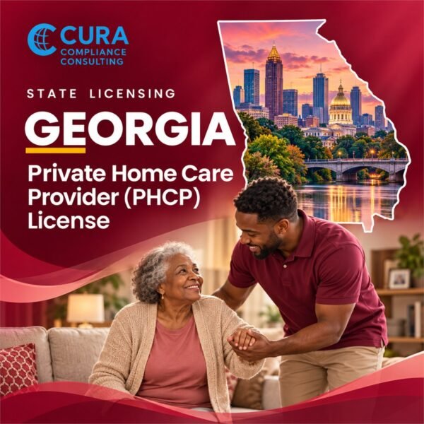 Georgia private home care provider (PHCP) license support: caregiver helping a senior woman at home