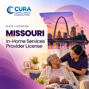 Missouri in-home services provider support: in-home caregiver with a smiling senior woman