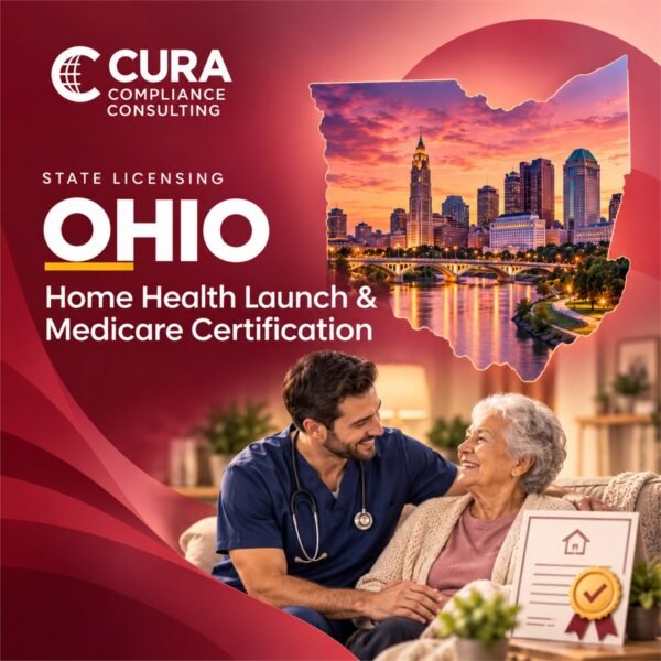 Ohio home health agency launch and Medicare certification: home health nurse with a senior woman